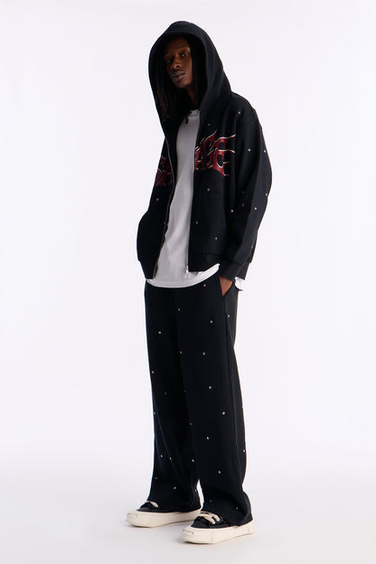 Savage Rhinestone Zip Hoodie - Black - image 2
