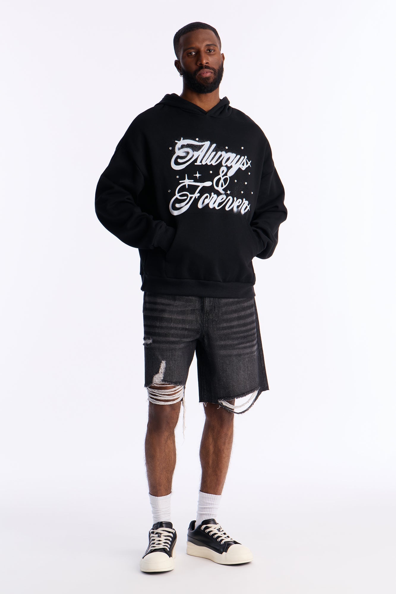 Always And Forever Rhinestone Oversized Hoodie - Black - image 2