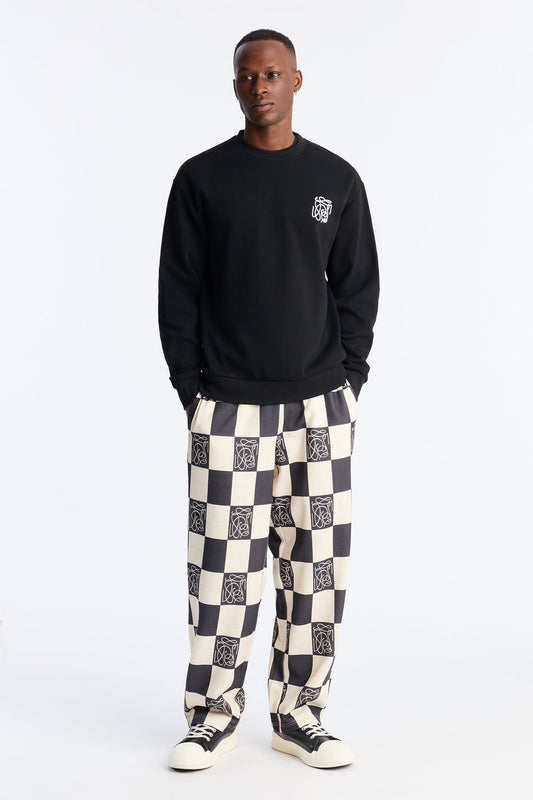Checkered Crewneck Sweatshirt - Black - image 2