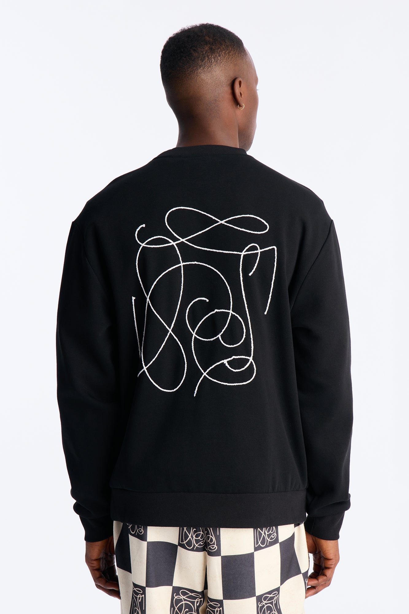 Checkered Crewneck Sweatshirt - Black - image 4
