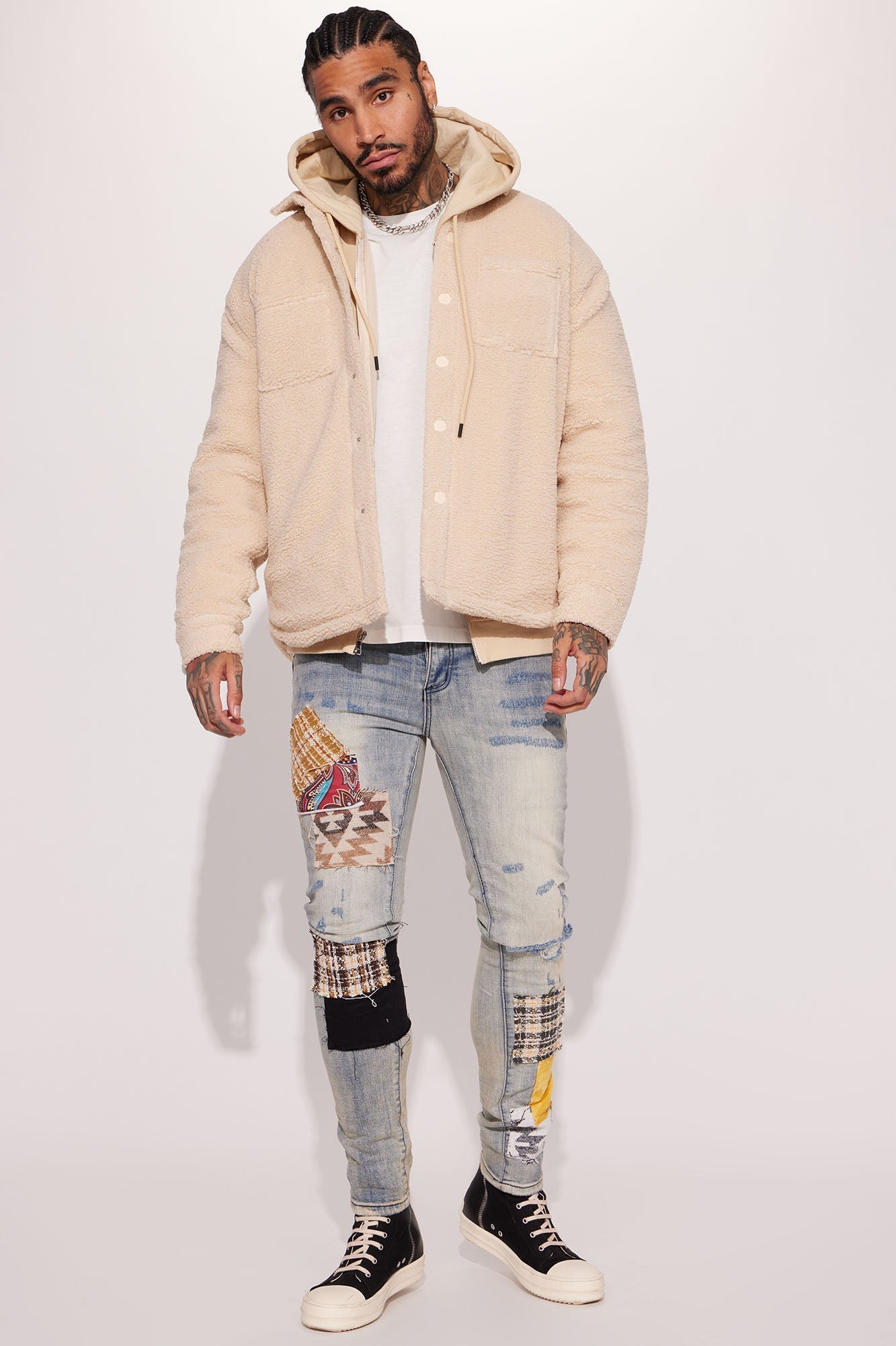 Patchwork Day Stacked Skinny Jeans - Medium Wash - image 3