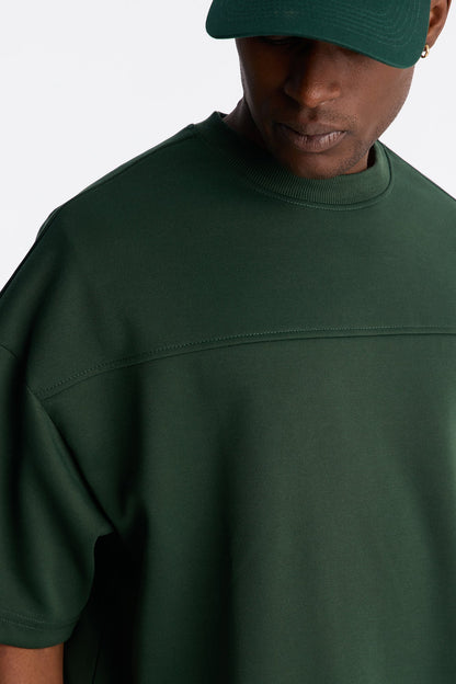 Structured Fleece Paneled Tee - Green - image 3