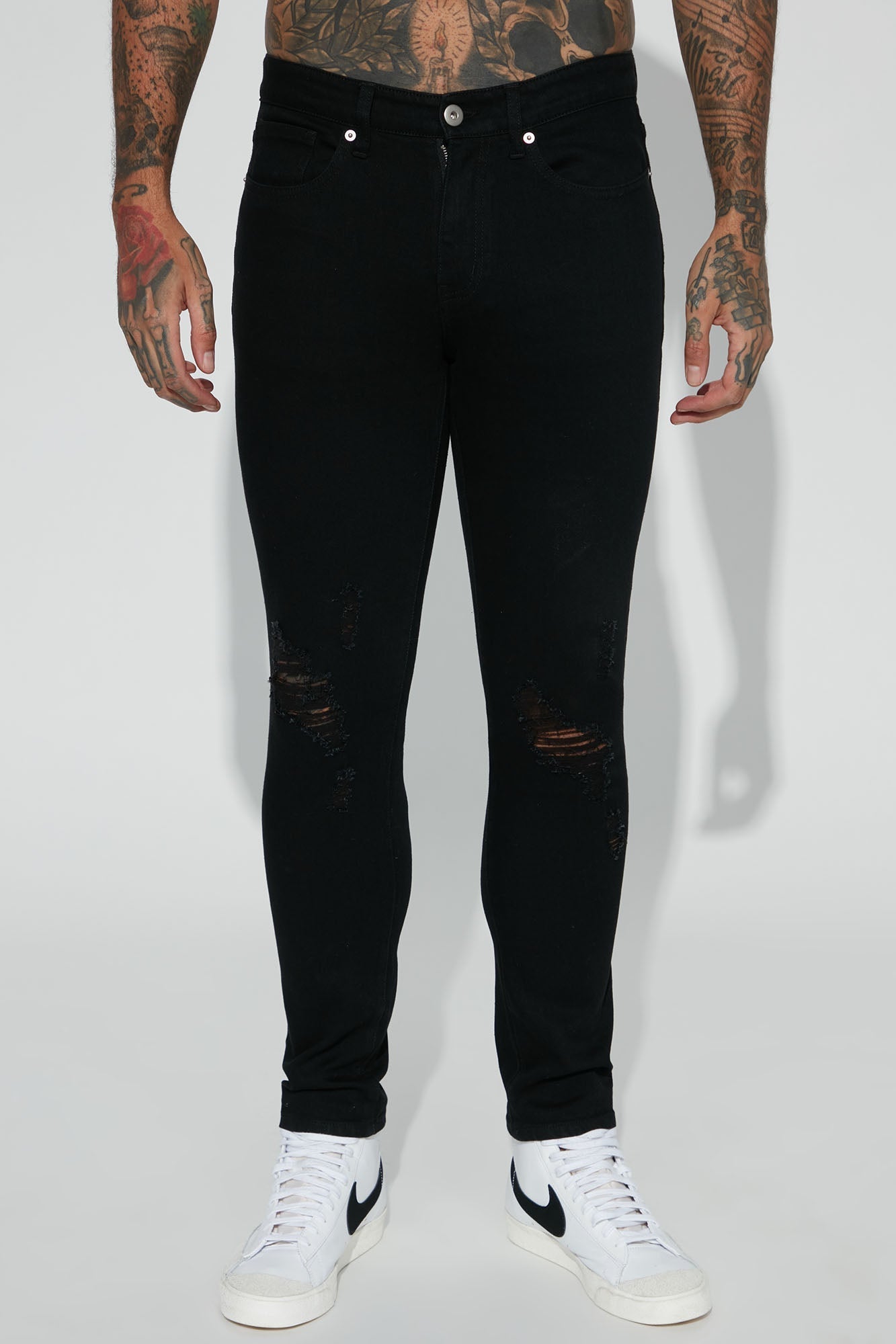 Jasper Skinny Ripped Knee Jeans - Black - image 3