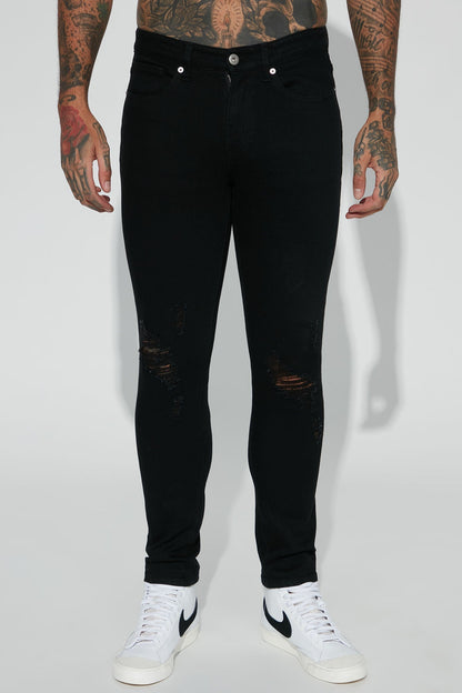 Jasper Skinny Ripped Knee Jeans - Black - image 3
