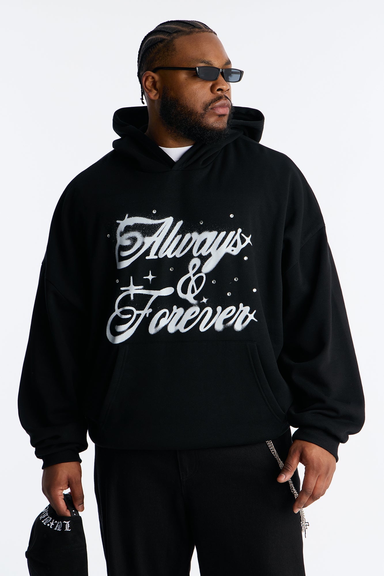 Always And Forever Rhinestone Oversized Hoodie - Black - image 4