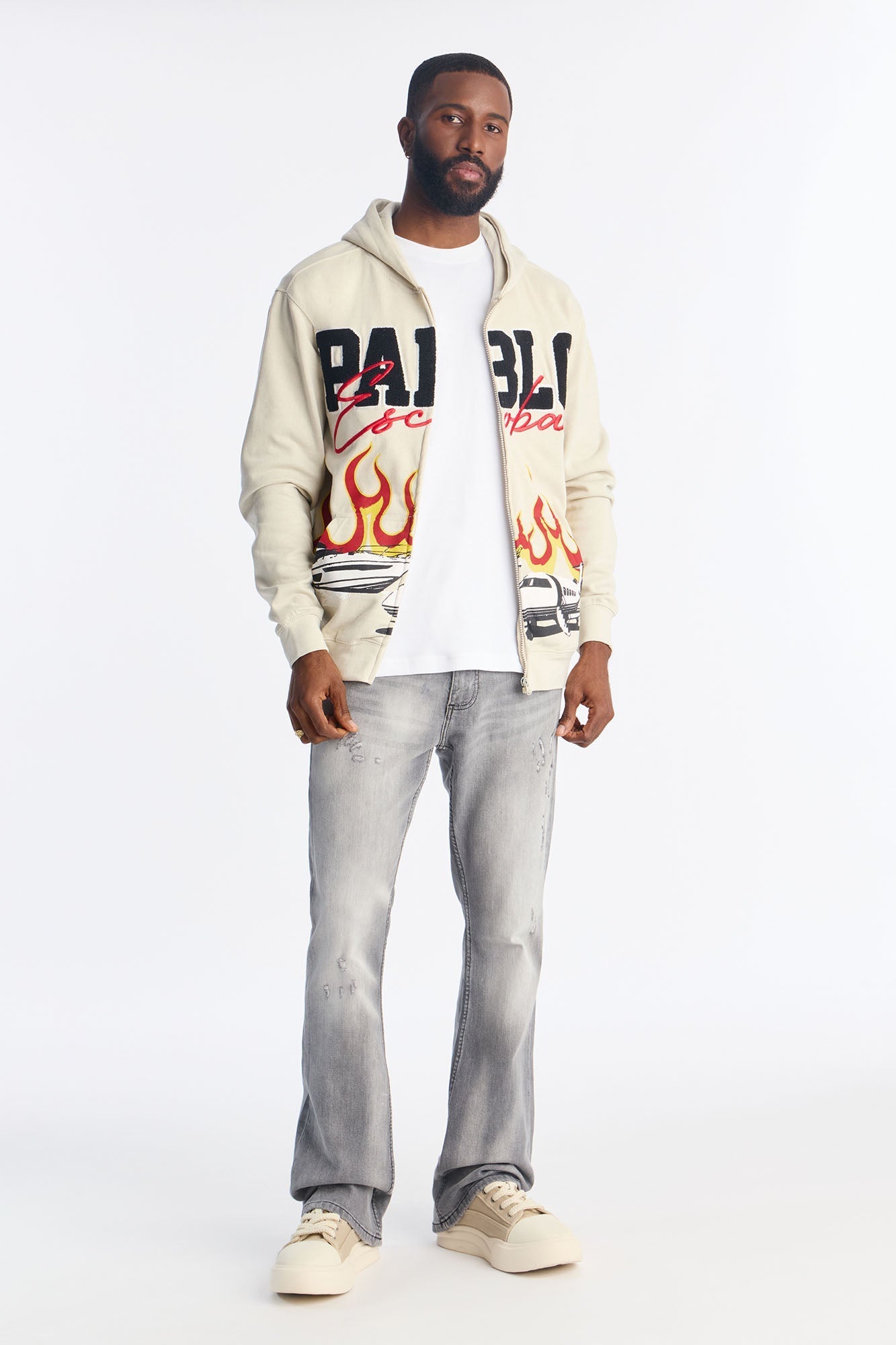 Pablo Escobar Patch Zip Up Hoodie - Khaki - image 2