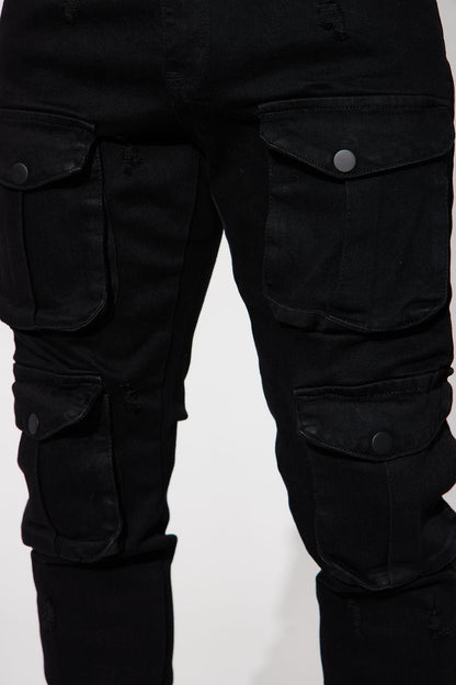 Dirty Ways Stacked Cargo Skinny Jeans - Black - image 4