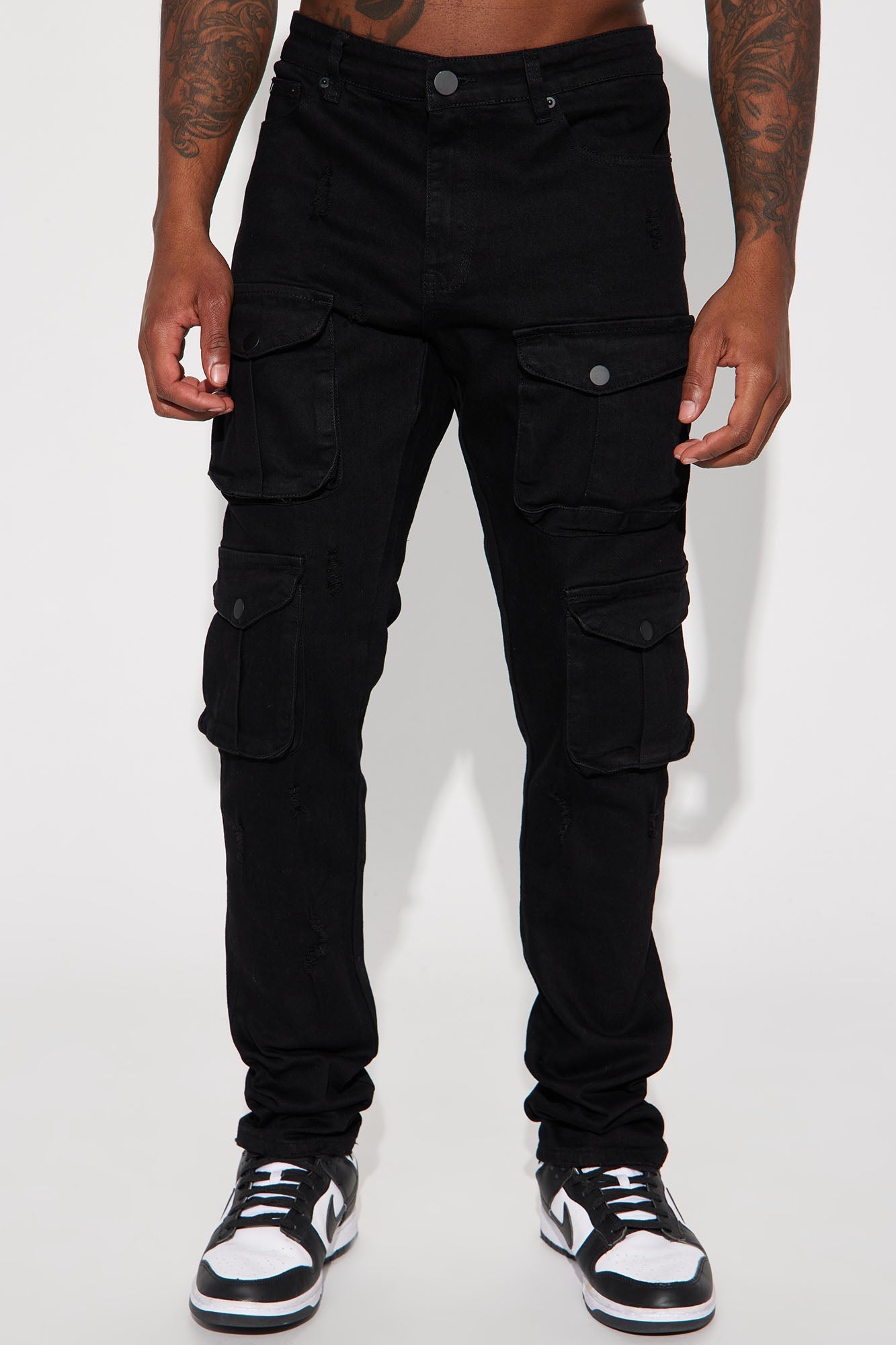 Dirty Ways Stacked Cargo Skinny Jeans - Black - image 1