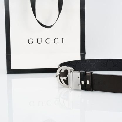 Gucci Reversible Leather Belt | Double G Silver Buckle
