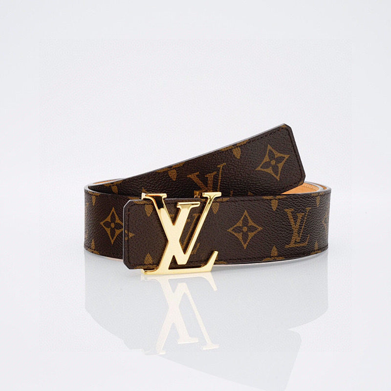 Louis Vuitton LV Initiales Monogram Canvas Belt with Gold Buckle
