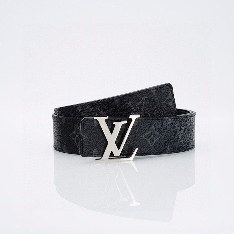 Louis Vuitton LV Initiales Monogram Eclipse Belt with Silver Buckle