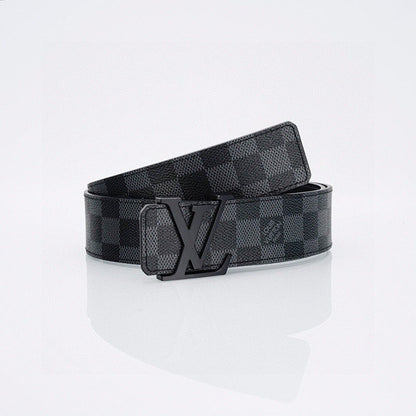 Louis Vuitton LV Initiales Damier Graphite Belt with Black Lacquer Buckle