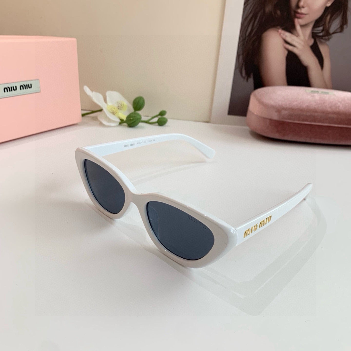 Miu Miu 2026 Acetate & Metal Cat-Eye Glasses — Women's Korean Style Eyewear
