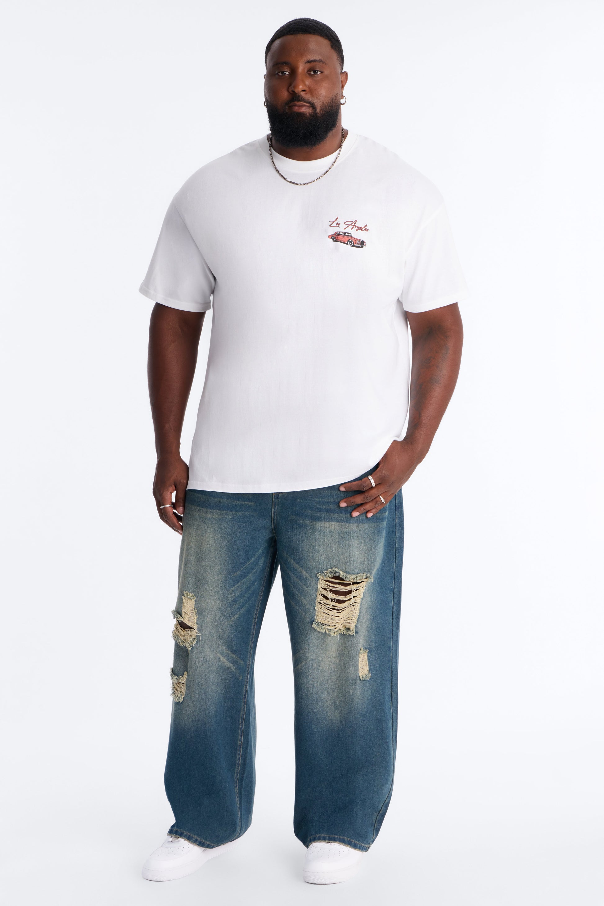 Destructed Apex Baggy Jean - Dark Wash - image 1