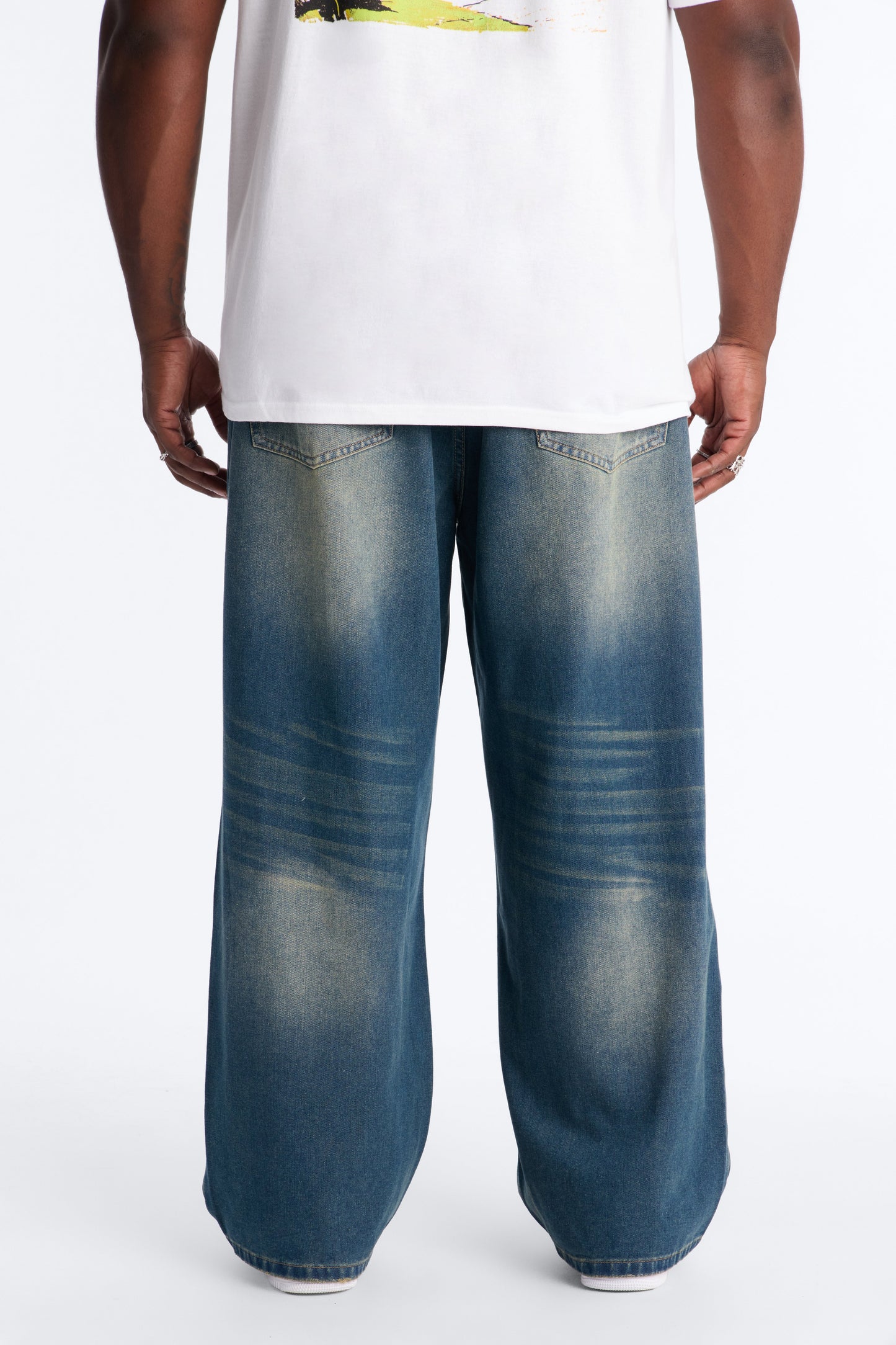 Destructed Apex Baggy Jean - Dark Wash - image 3