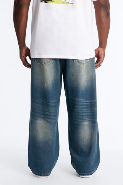 Destructed Apex Baggy Jean - Dark Wash - image 3