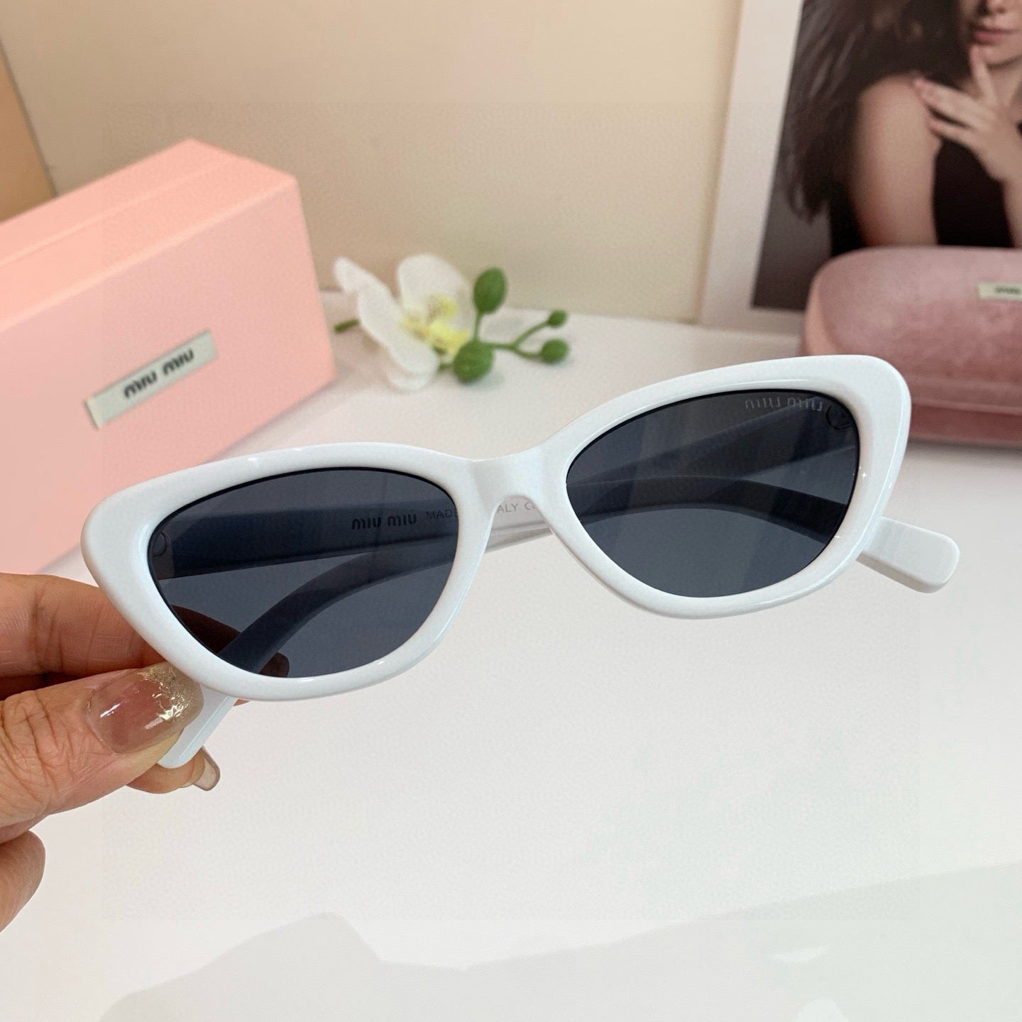 Miu Miu 2026 Acetate & Metal Cat-Eye Glasses — Women's Korean Style Eyewear