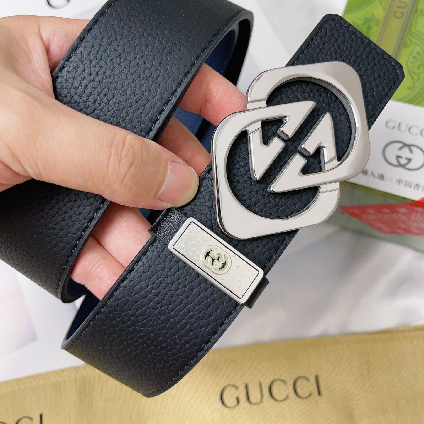 Gucci Men's Leather Belt — Bold GG Hardware Edition