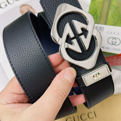 Gucci Men's Leather Belt — Bold GG Hardware Edition