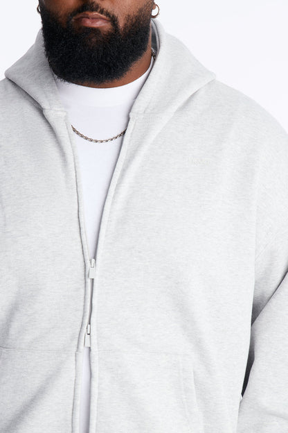 Logan Full Zip Hoodie Fleece Sweatshirt - Heather Grey - image 4