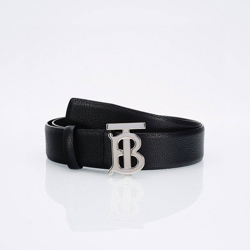 Burberry Check Leather Belt | Silver Buckle | British Luxury