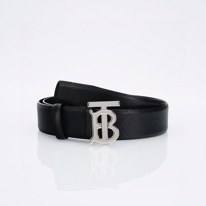 Burberry Check Leather Belt | Silver Buckle | British Luxury