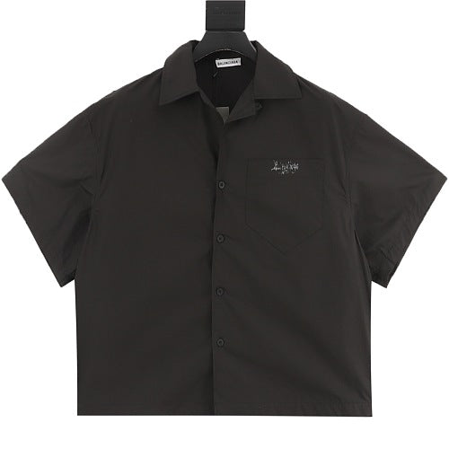 Balenciaga 26SS Gothic Letter Print Short-Sleeve Shirt