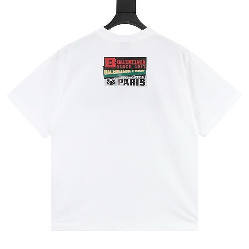 Balenciaga 26SS Stacked Logo Tape Print Embroidered Letter T-Shirt