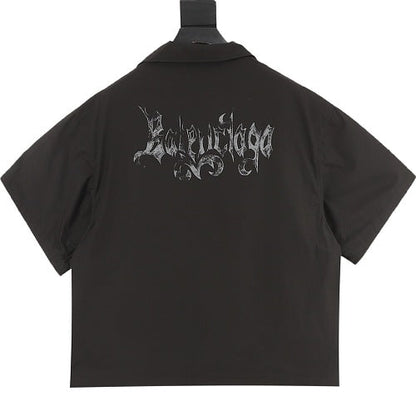Balenciaga 26SS Gothic Letter Print Short-Sleeve Shirt