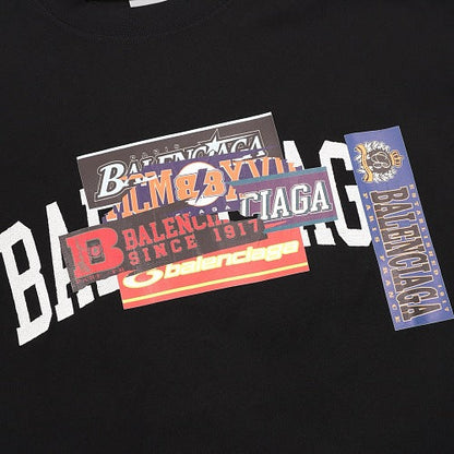 Balenciaga 26SS Stacked Logo Tape Print Embroidered Letter T-Shirt
