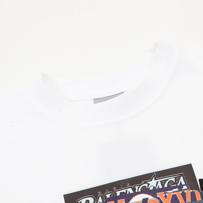 Balenciaga 26SS Stacked Logo Tape Print Embroidered Letter T-Shirt