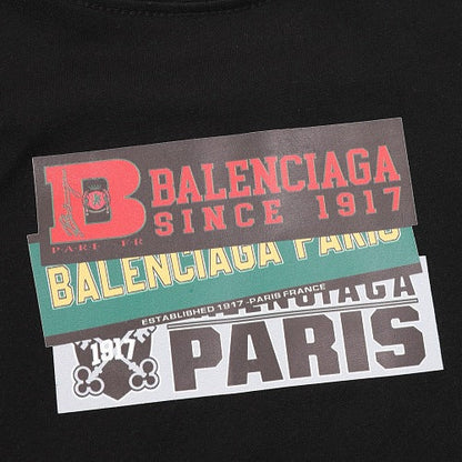 Balenciaga 26SS Stacked Logo Tape Print Embroidered Letter T-Shirt