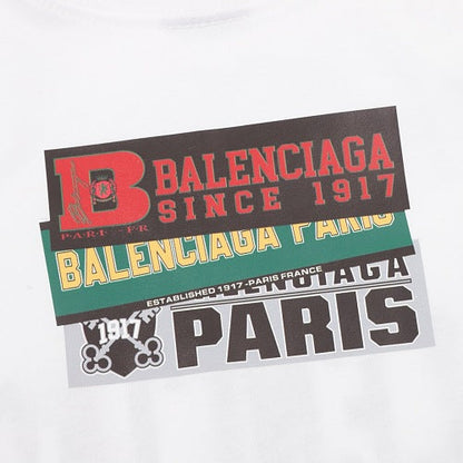 Balenciaga 26SS Stacked Logo Tape Print Embroidered Letter T-Shirt