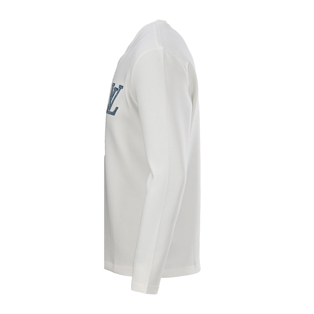 Louis Vuitton Monogram-Filled LV Logo Embroidered Long-Sleeve T-Shirt