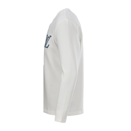 Louis Vuitton Monogram-Filled LV Logo Embroidered Long-Sleeve T-Shirt