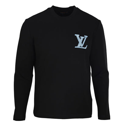 Louis Vuitton Monogram-Filled LV Logo Embroidered Long-Sleeve T-Shirt