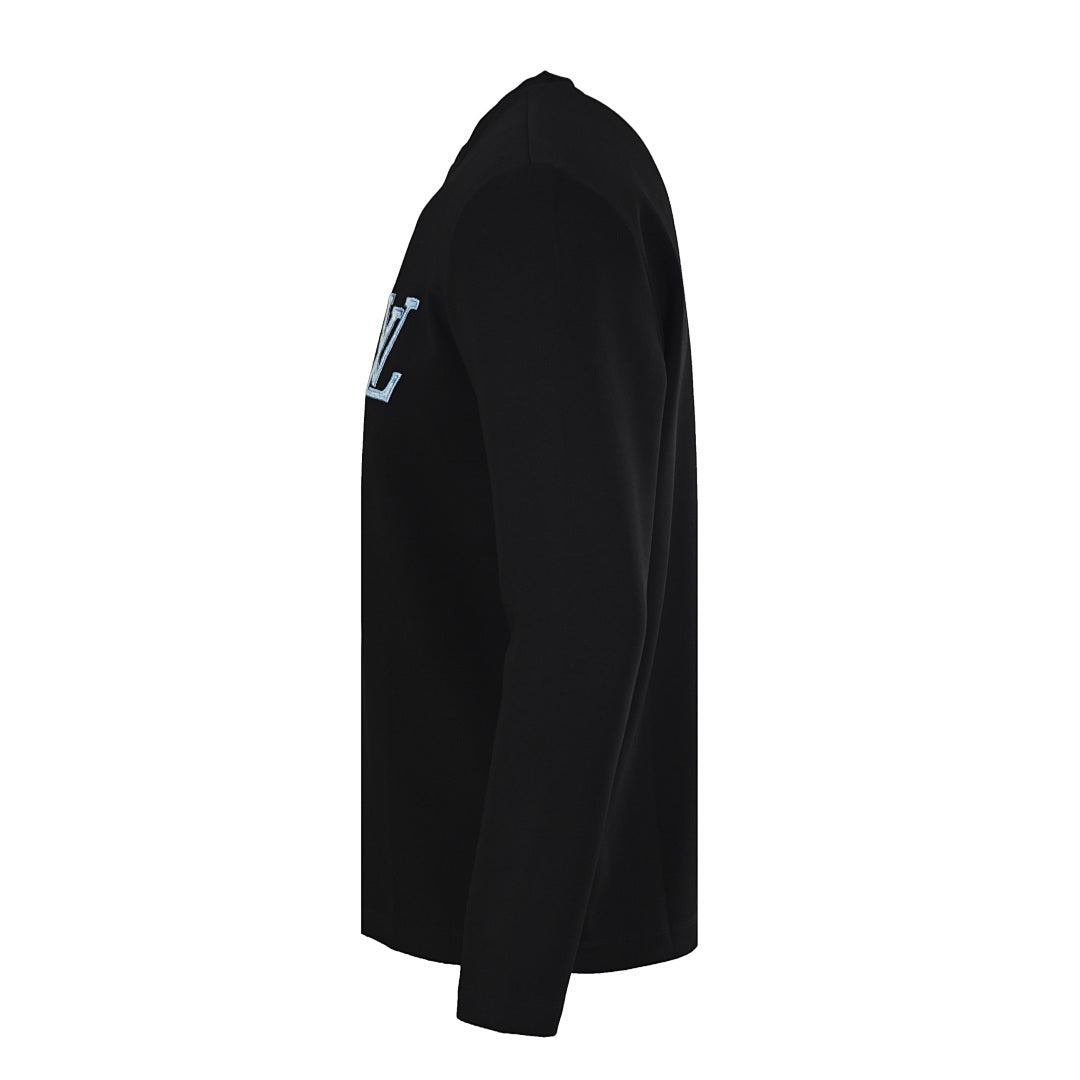 Louis Vuitton Monogram-Filled LV Logo Embroidered Long-Sleeve T-Shirt