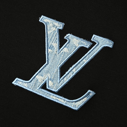 Louis Vuitton Monogram-Filled LV Logo Embroidered Long-Sleeve T-Shirt