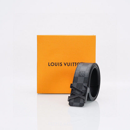 Louis Vuitton LV Initiales Damier Graphite Belt with Black Lacquer Buckle