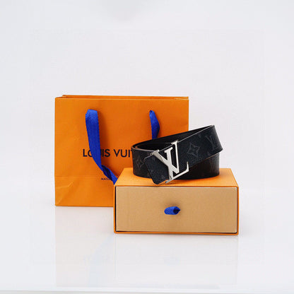 Louis Vuitton LV Initiales Monogram Eclipse Belt with Silver Buckle