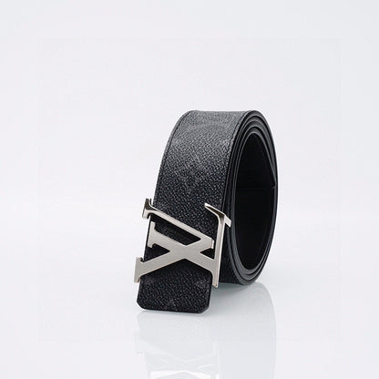Louis Vuitton LV Initiales Monogram Eclipse Belt with Silver Buckle