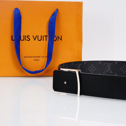 Louis Vuitton LV Initiales Monogram Eclipse Belt with Silver Buckle