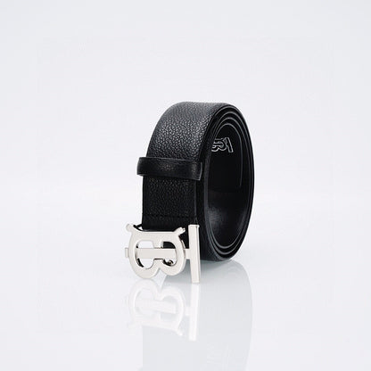 Burberry Check Leather Belt | Silver Buckle | British Luxury