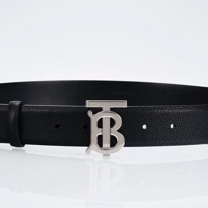 Burberry Check Leather Belt | Silver Buckle | British Luxury