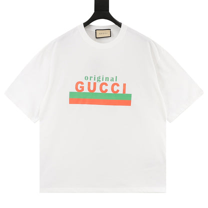 Gucci Blue & Red Stripe Interlocking Logo Print Cotton T-Shirt 2026