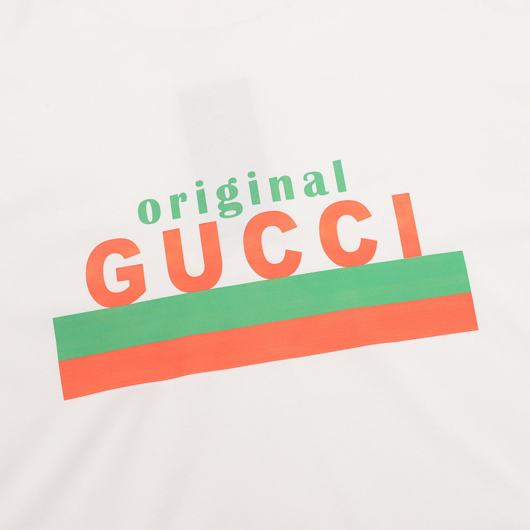 Gucci Blue & Red Stripe Interlocking Logo Print Cotton T-Shirt 2026