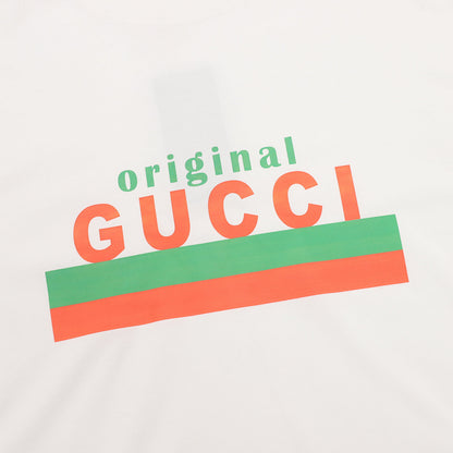 Gucci Blue & Red Stripe Interlocking Logo Print Cotton T-Shirt 2026