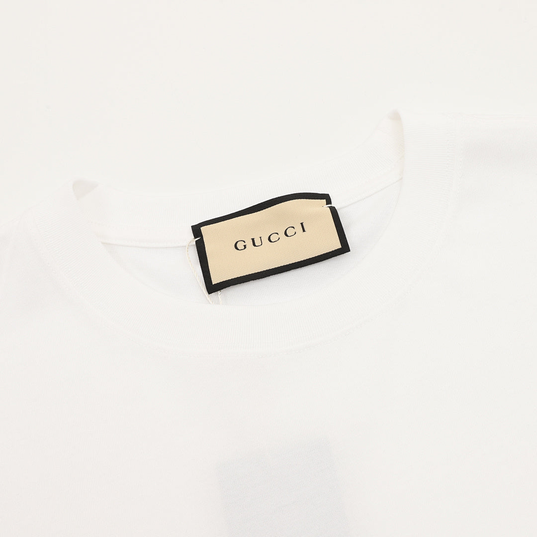 Gucci Blue & Red Stripe Interlocking Logo Print Cotton T-Shirt 2026