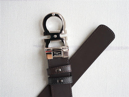 Ferragamo Gancini Leather Belt | Silver Buckle | Italian Luxury
