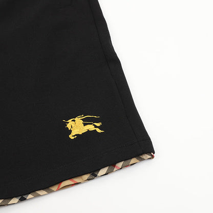 Burberry Check-Trim Equestrian Knight Embroidered Sweat Shorts